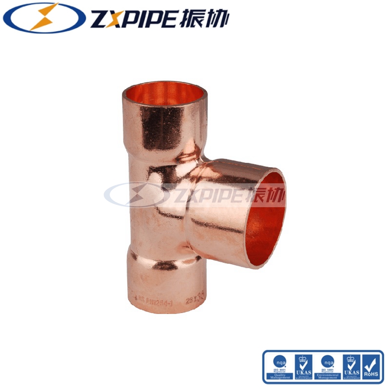 red copper reducing tee both end